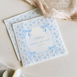 Ze bindt de Knoop Blue Bow Floral Vrijgezellenfees Servet