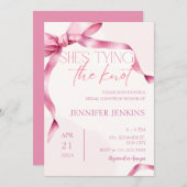 Ze bindt de knoop Blush Pink Bow Vrijgezellenfeest Kaart (Voorkant / Achterkant)
