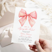 Ze bindt de knoop Blush Pink Bow Vrijgezellenfeest Kaart