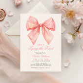 Ze bindt de knoop Blush Pink Bow Vrijgezellenfeest Kaart