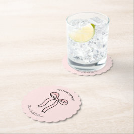 Ze bindt de knoop Blush Pink Bow Vrijgezellenfeest Kartonnen Onderzetters