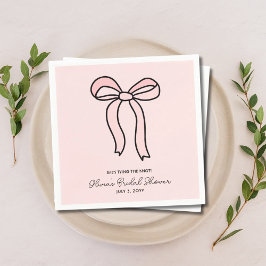 Ze bindt de knoop Blush Pink Bow Vrijgezellenfeest Servet