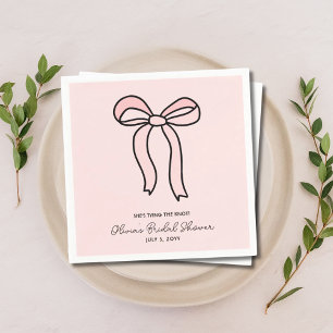 Ze bindt de knoop Blush Pink Bow Vrijgezellenfeest Servet