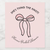 Ze bindt de knoop Blush Pink Bow Vrijgezellenfeest Wijn Etiket (Enkel label)