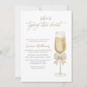 Ze bindt de knoop boog champagne Vrijgezellenfeest Kaart (Voorkant)