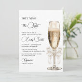 Ze bindt de knoop boog champagne Vrijgezellenfeest Kaart (Staand voorkant)