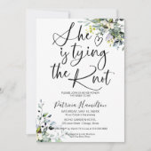 Ze bindt de knoop bruids douche uitnodiging (Voorkant)