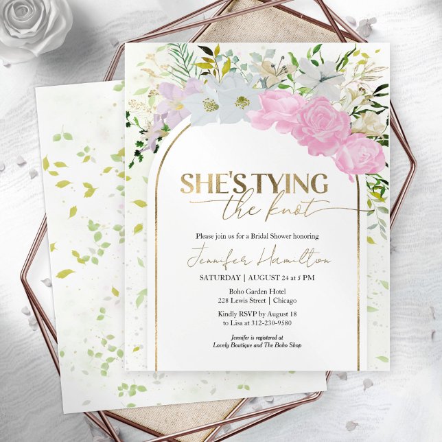 Ze bindt de knoop Bruids Douche Uitnodiging (Creator heeft geüpload)