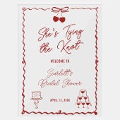 Ze bindt de knoop Cherry Vrijgezellenfeest welkom Acryl Bord