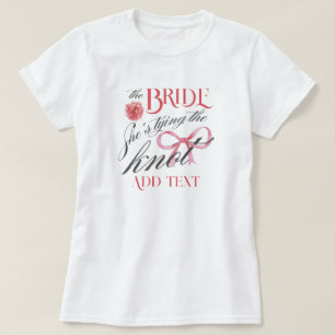 Ze bindt de knoop Coquette Bachelorette Bruid T-shirt