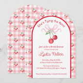 Ze bindt de Knoop Coquette Cherry Bridal Kaart (Voorkant / Achterkant)