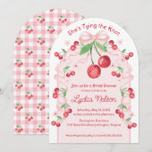 Ze bindt de Knoop Coquette Cherry Bridal Kaart (Voorkant / Achterkant)