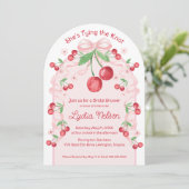 Ze bindt de Knoop Coquette Cherry Bridal Kaart (Staand voorkant)