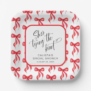 Ze bindt de knoop gepersonaliseerd Vrijgezellenfee Papieren Bordje