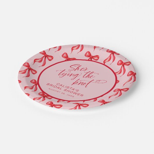 Ze bindt de knoop gepersonaliseerd Vrijgezellenfee Papieren Bordje (Gekanteld)