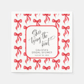 Ze bindt de knoop gepersonaliseerd Vrijgezellenfee Servet (Voorkant)