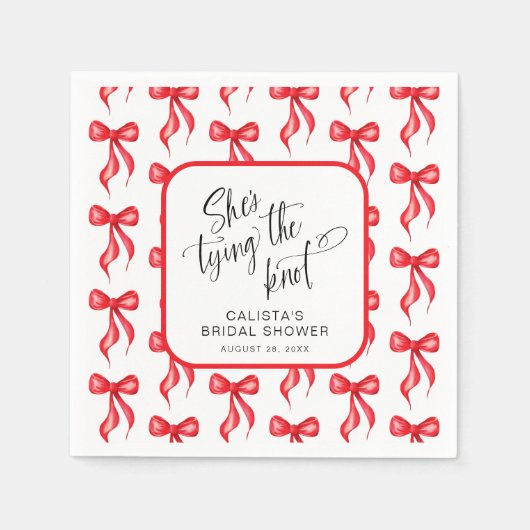 Ze bindt de knoop gepersonaliseerd Vrijgezellenfee Servet (Voorkant)