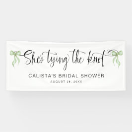 Ze bindt de knoop gepersonaliseerd Vrijgezellenfee Spandoek