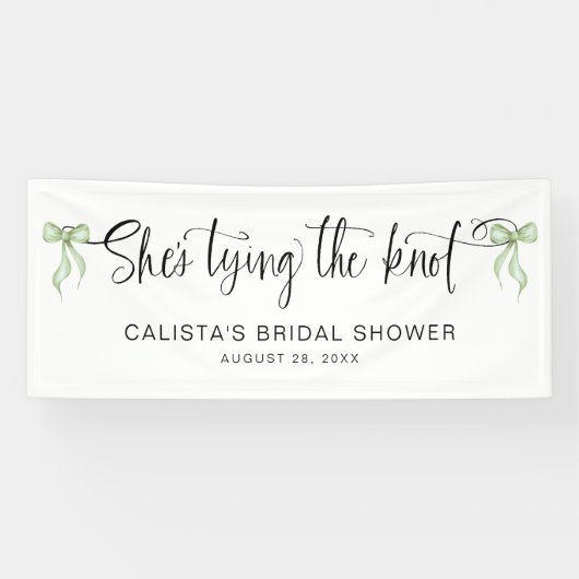 Ze bindt de knoop gepersonaliseerd Vrijgezellenfee Spandoek (Horizontaal)