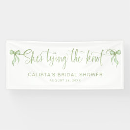 Ze bindt de knoop gepersonaliseerd Vrijgezellenfee Spandoek