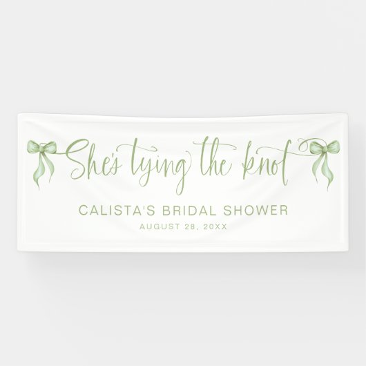 Ze bindt de knoop gepersonaliseerd Vrijgezellenfee Spandoek (Horizontaal)