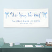 Ze bindt de knoop gepersonaliseerd Vrijgezellenfee Spandoek (Beurs)