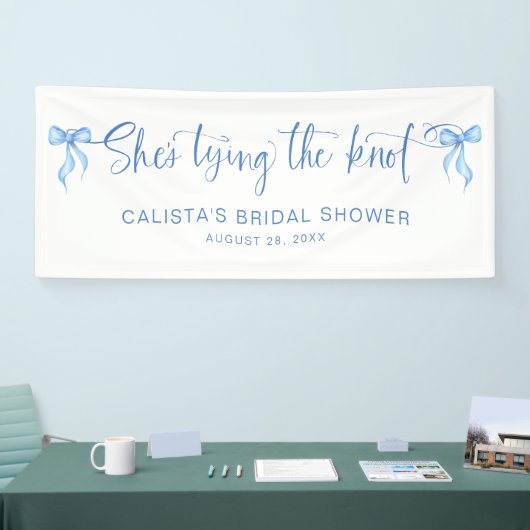 Ze bindt de knoop gepersonaliseerd Vrijgezellenfee Spandoek (Beurs)