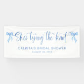 Ze bindt de knoop gepersonaliseerd Vrijgezellenfee Spandoek (Horizontaal)