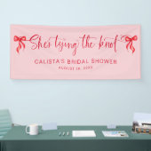 Ze bindt de knoop gepersonaliseerd Vrijgezellenfee Spandoek (Beurs)