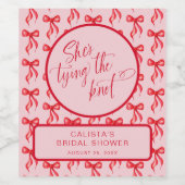 Ze bindt de knoop gepersonaliseerd Vrijgezellenfee Wijn Etiket (Enkel label)