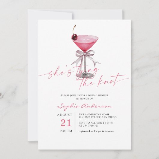 Ze bindt de knoop heet roze Vrijgezellenfeest Kaart (Voorkant)