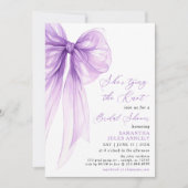 Ze bindt de knoop Paarse boog Vrijgezellenfeest Kaart (Voorkant)