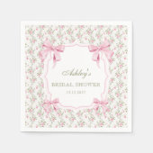 Ze bindt de knoop Pink Bow Floral Vrijgezellenfees Servet (Voorkant)