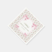 Ze bindt de knoop Pink Bow Floral Vrijgezellenfees Servet (Hoek)
