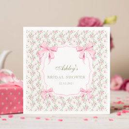 Ze bindt de knoop Pink Bow Floral Vrijgezellenfees Servet