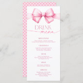 Ze bindt de knoop Pink Bow Vrijgezellenfeest Drink Menu (Voorkant / Achterkant)