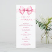 Ze bindt de knoop Pink Bow Vrijgezellenfeest Drink Menu (Staand voorkant)