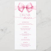 Ze bindt de knoop Pink Bow Vrijgezellenfeest Drink Menu (Voorkant)