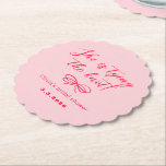 Ze bindt de knoop retro golvend roze rood kartonnen onderzetters<br><div class="desc">Ze bindt de knoop retro golvende roze rood papier Onderzetter Matching items zijn beschikbaar.</div>