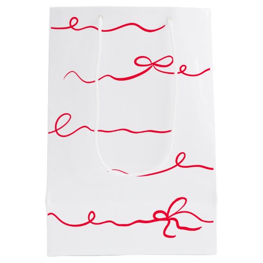 Ze bindt de knoop retro roze en rode bruid vast medium cadeauzakje (Achterkant)