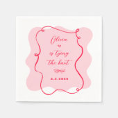 Ze bindt de knoop retro roze en rood golvend lijst servet (Voorkant)