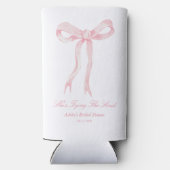 Ze bindt de knoop roze boog Vrijgezellenfeest guns Seltzer Blikjeskoeler (Achterkant)