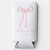 Ze bindt de knoop roze boog Vrijgezellenfeest guns Seltzer Blikjeskoeler (Voorkant)