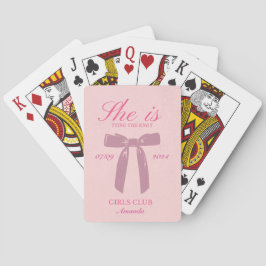Ze bindt de knoop roze coquette bachelorette pokerkaarten