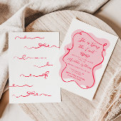 Ze bindt de knoop roze rode strik vrijgezellenfees kaart