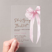 Ze bindt de knoop roze strik Vrijgezellenfeest Acryl Uitnodigingen (Insitu (Draagbaar))