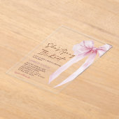 Ze bindt de knoop roze strik Vrijgezellenfeest Acryl Uitnodigingen (Laagn)