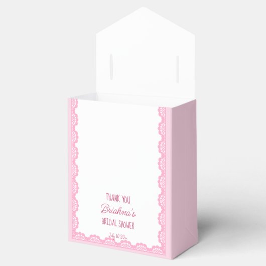 Ze bindt de knoop roze strik vrijgezellenfeest bedankdoosjes (Geopend)