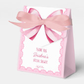 Ze bindt de knoop roze strik vrijgezellenfeest bedankdoosjes (Voorkant Zijde)