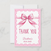 Ze bindt de knoop roze strik vrijgezellenfeest bedankkaart (Voorkant)